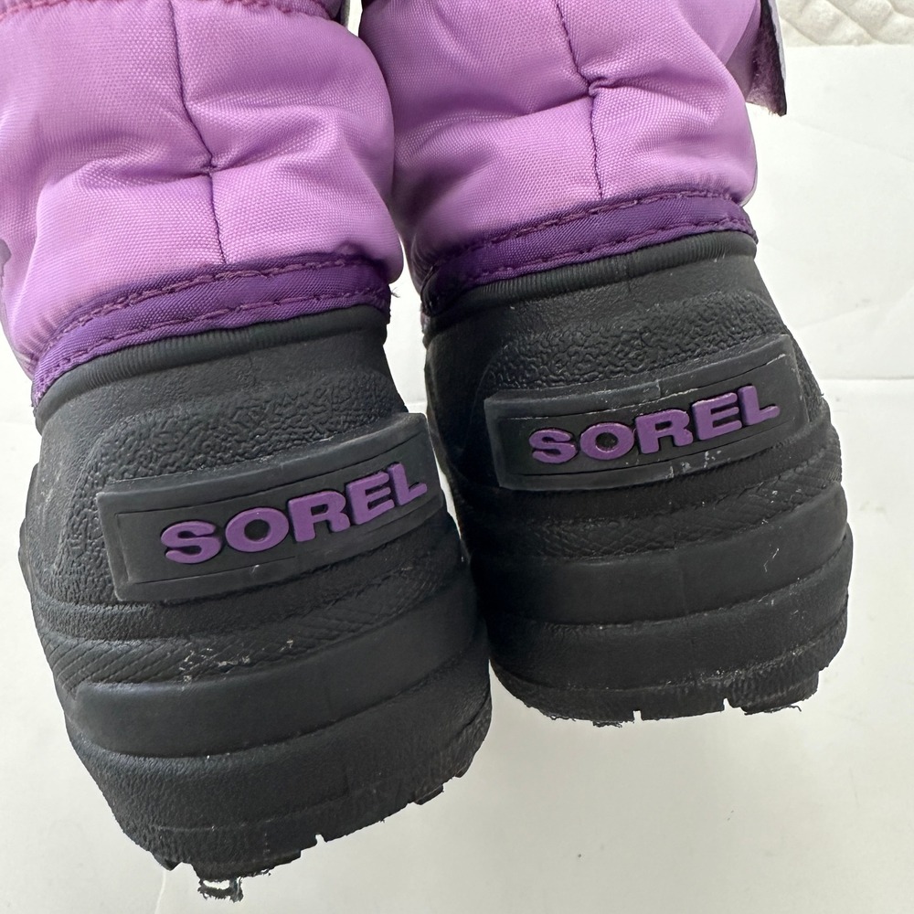 Sorel Kids Snow Commander Purple Black Waterproof Winter Boots  Size 11 - Picture 4 of 7